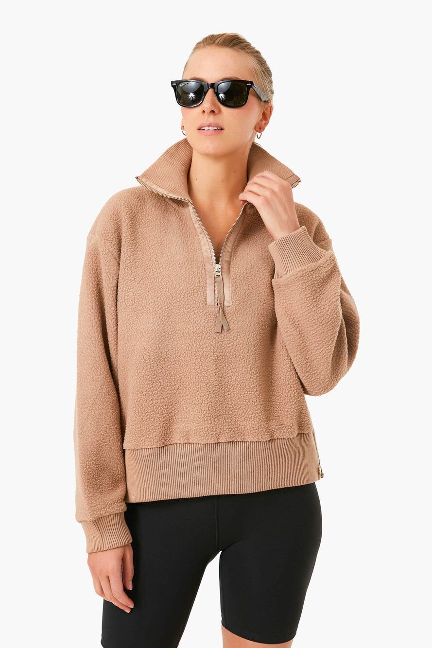 Varley Chanterelle Roselle 1/2 Zip Fleece Pullover Neutral Tan Size Medium Cozy